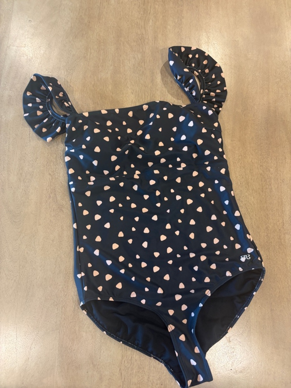 Albion Fit Chip Swimsuit Ruffle Sleeve Polka Dot M - Picture 3 of 4
